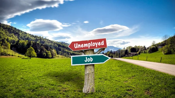 Ulica znak wobec praca versus bezrobotny — Zdjęcie stockowe