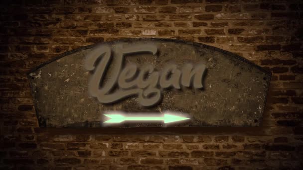 Straat Teken Weg Naar Veganistisch Leven — Stockvideo