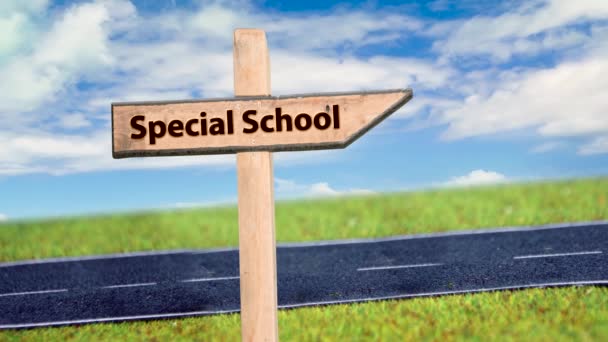 Street Sign Strada Scuola Speciale — Video Stock