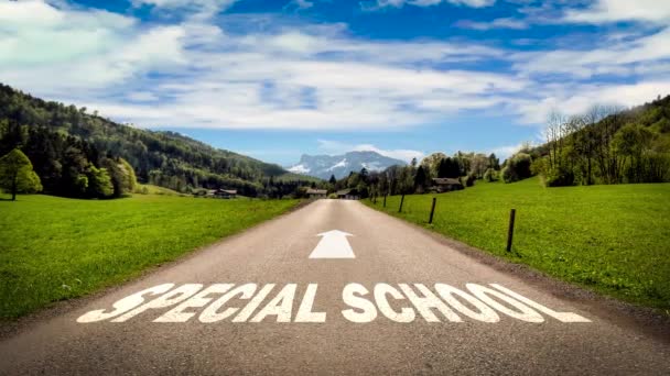 Street Sign Strada Scuola Speciale — Video Stock