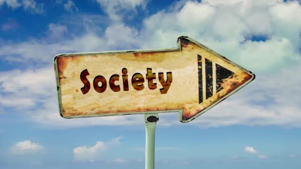 Вулиця Знак Шлях Суспільства — стокове відео