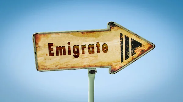 Вуличний знак для еміграції — стокове фото
