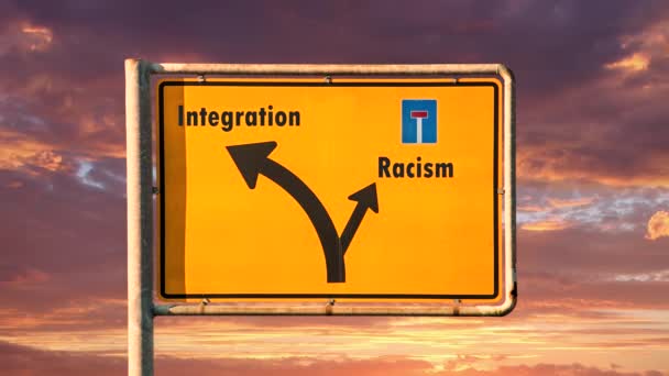 Street Sign Way Integration Racism — Stock Video