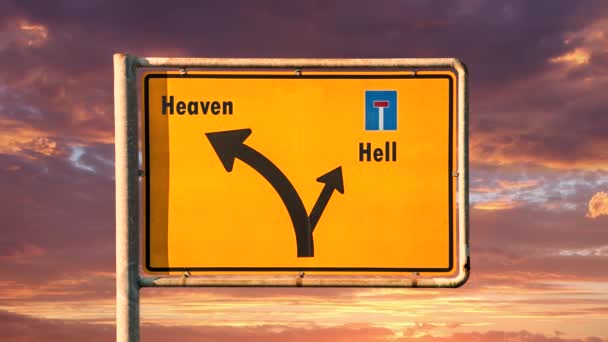 Street Sign Heaven Hell — Stock Video