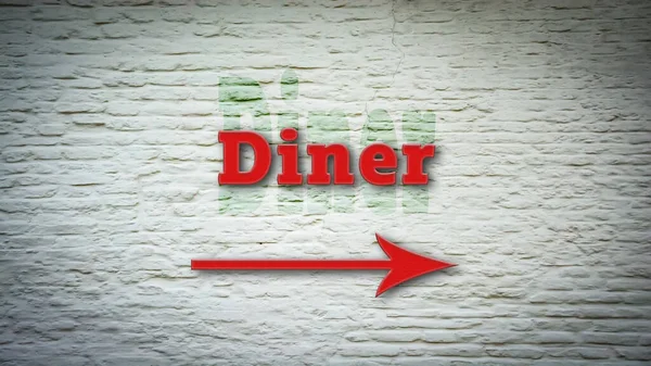 Street Sign to Diner — Stock Photo, Image