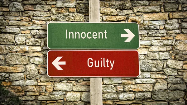 Street Sign Innocent versus Guilty — Stok Foto