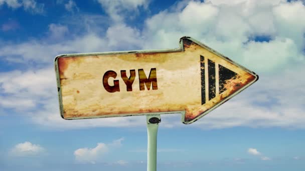 Señal Calle Camino Gym — Vídeos de Stock