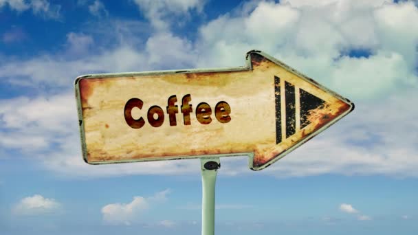 Ulica Podpisz Drogę Pysznej Kawy — Wideo stockowe