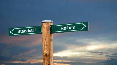 Duruş karşı reform sokak Işareti