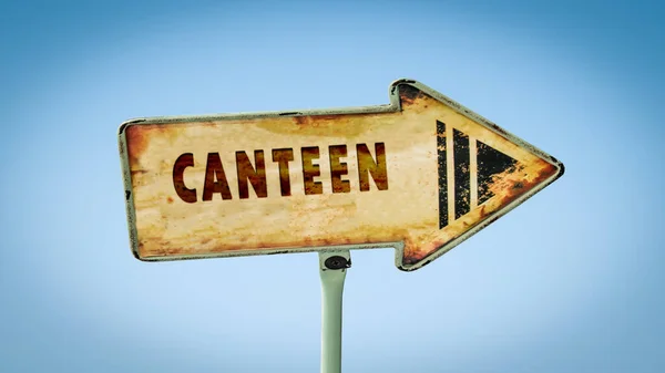 Street Sign till Canteen — Stockfoto