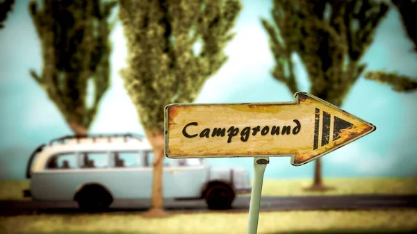 Street Sign to Campground — Stock Photo, Image