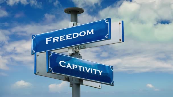 ストリート自由への道に署名する対Captivity — ストック動画