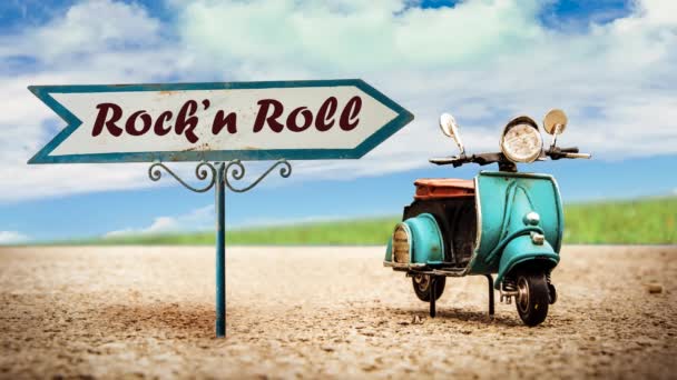 Señal Calle Camino Rockn Roll — Vídeos de Stock