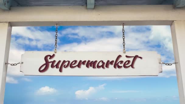 Señal Calle Camino Supermercado — Vídeos de Stock