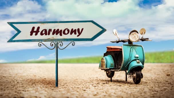 Street Sign Way Harmony — Stockvideo