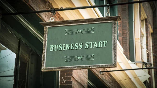 Street Sign BUSINESS START — Stock Photo, Image