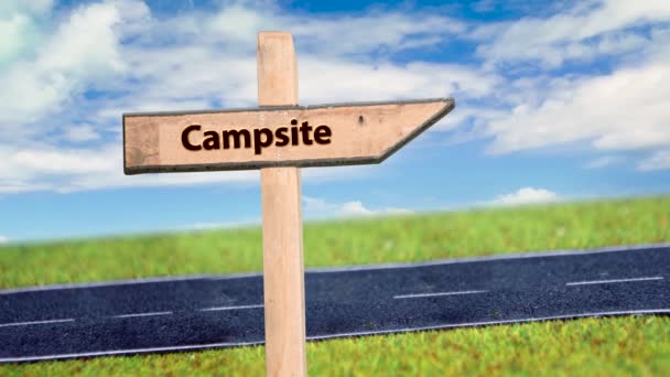 Street Sign Way Campsite — Stock Video