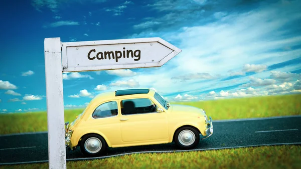 Street Sign Direction Way Camping — Stock Photo, Image