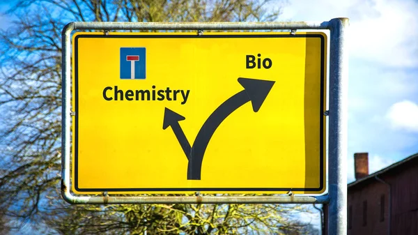 Ulica Podpisz Drogę Kierunku Bio Kontra Chemia — Zdjęcie stockowe