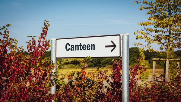 Gata Underteckna Riktningen Väg Till Canteen — Stockfoto