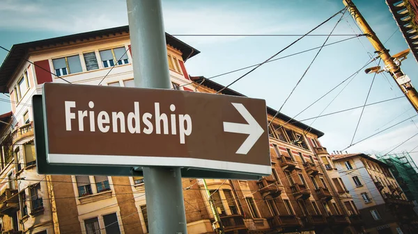 Rua Assine Direção Caminho Para Amizade — Fotografia de Stock