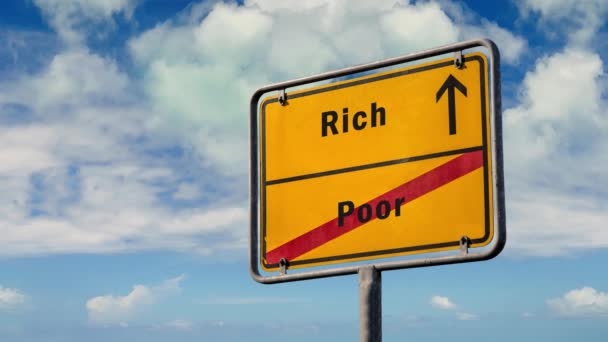 Street Sign Way Rich Poor — Stock Video