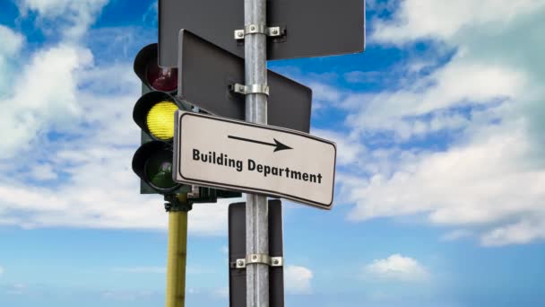 Street Sign Camino Departamento Construcción — Vídeos de Stock