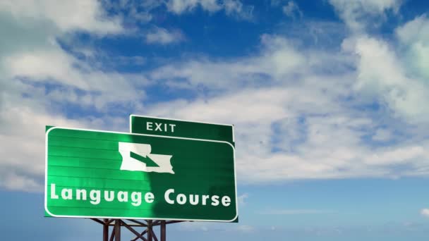 Street Sign Way Language Course — Stock video