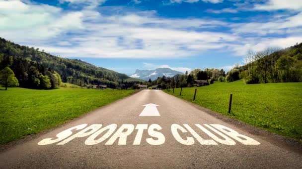 Street Sign Way Sports Club — Stockvideo