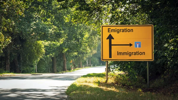 Street Sign Direction Way Emigration Immigration — Stock Photo, Image