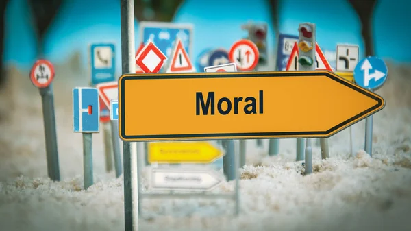 Señal Calle Camino Dirección Moral — Foto de Stock