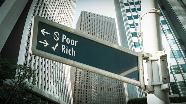 Street Sign the Direction Way to Rich versus Poor