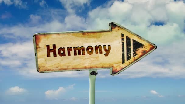 Street Sign Way Harmony — Stockvideo