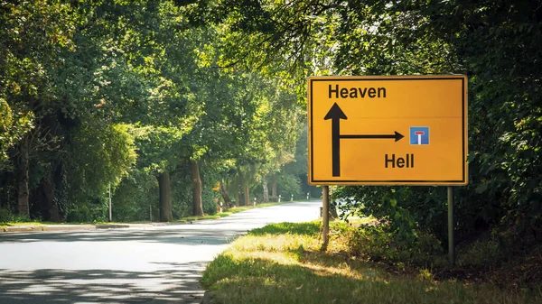 Street Sign Direction Way Heaven Hell — Stock Photo, Image