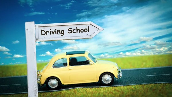 Street Sign Direction Way Driving School — Stock Photo, Image