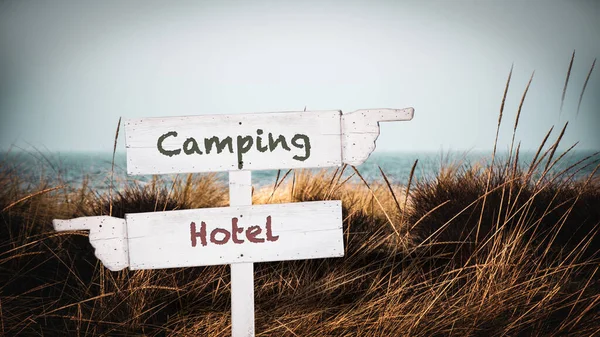 Street Sign Direction Way Camping Hotel — Stock Photo, Image