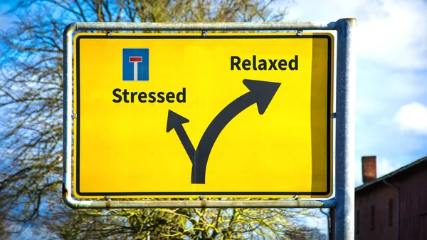 Sinal Rua Maneira Direção Para Relaxar Estressado — Fotografia de Stock
