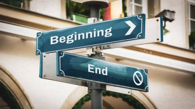 Sokak bitiş karşı başlangıcı için yön Işareti