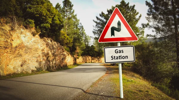 Calle Señale Dirección Camino Gasolinera — Foto de Stock