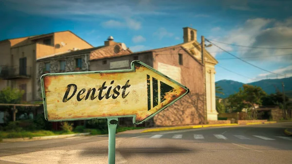 Ulica Podpisz Drogę Kierunku Dentysty — Zdjęcie stockowe