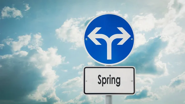 Straßenschild Weist Den Weg Zum Frühling — Stockfoto