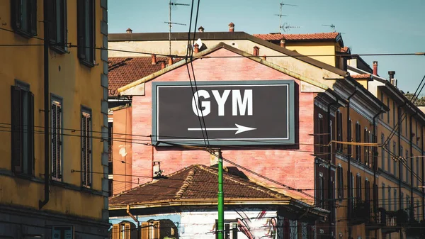 Gata Underteckna Riktningen Väg Till Gym — Stockfoto