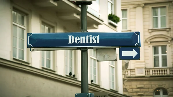 Rua Assine Caminho Direção Para Dentista — Fotografia de Stock