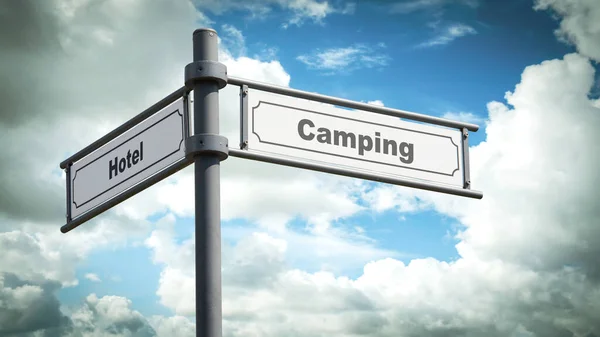 Street Sign Direction Way Camping Hotel — Stock Photo, Image