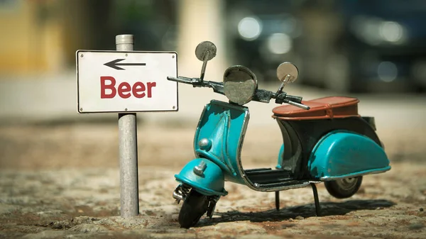 Οδός Πινακίδα Δρόμο Για Την Μπύρα — Φωτογραφία Αρχείου
