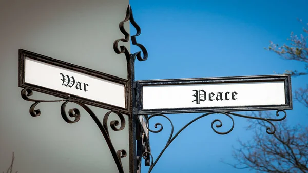 Straat Teken Weg Naar Vrede Oorlog — Stockfoto