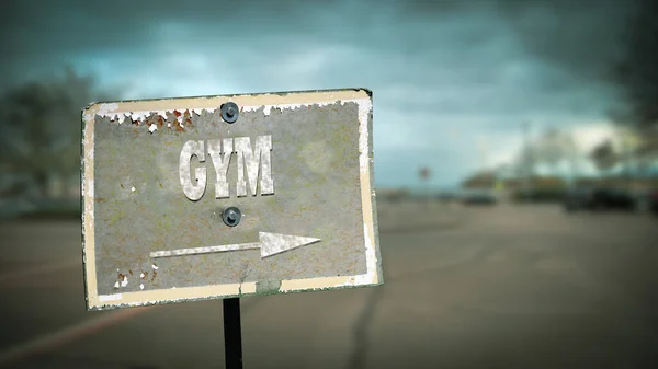 Gata Underteckna Riktningen Väg Till Gym — Stockfoto