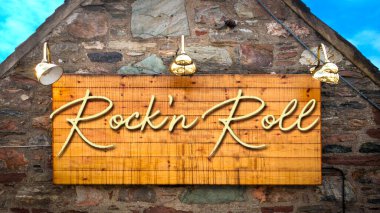 Rockn Roll'a Yön Yolu Sokak İşareti