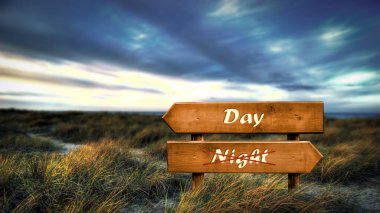 Sokak İşareti Gündüze Ve Geceye Yön Yolu