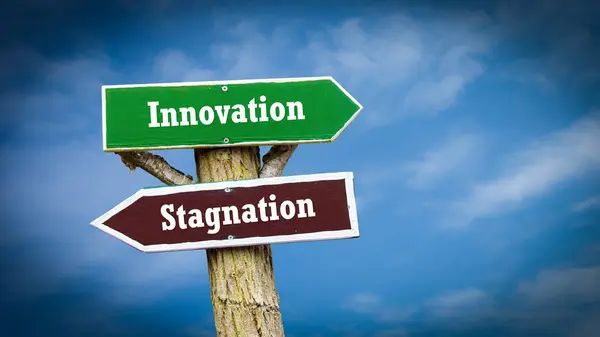 Street Sign Direction Way Innovation Stagnation — Stock Photo, Image